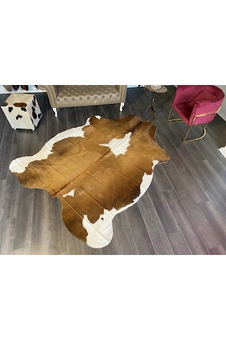 Hakiki Deri Dana Postu - Kahve Beyaz - 195 X 250 - 2250801000089