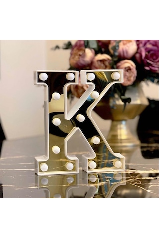 Dekoratif Led Işıklı 3d K Harfi Büyük Boy Organizasyon Doğum Günü