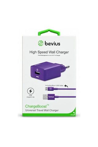 Micro Usb Kablolu Mor 12w Duvar Şarj Cihazı Bvs-ch403
