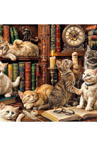 20090 Puzzle 500 Cats İn The Library