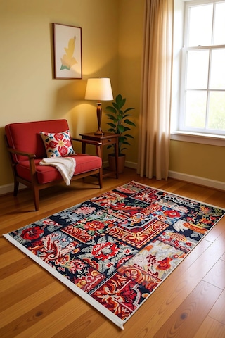 Blghome Renkli Patchwork Desen Modern Halı Dekoratif Kilim