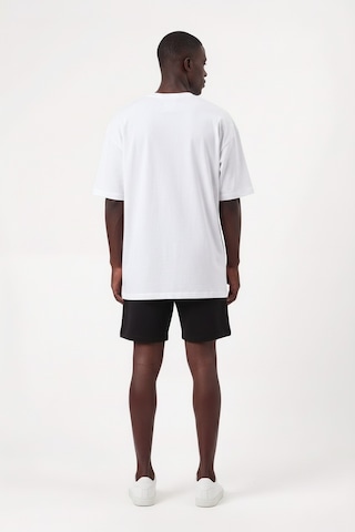 Usa La Baskılı Beyaz Oversize Erkek T-shirt 10837 Siyah