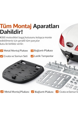 33 Lt Motosiklet Arka Çanta Bagaj Sepeti Kilitli Reflektörlü Beya Diğer