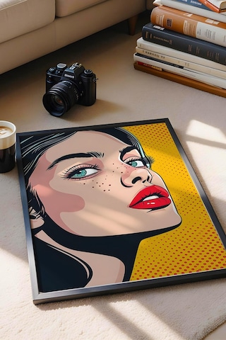 Pop Art Kadın Portresi Çerçeveli Tablo - Pop Art Poster Tablo