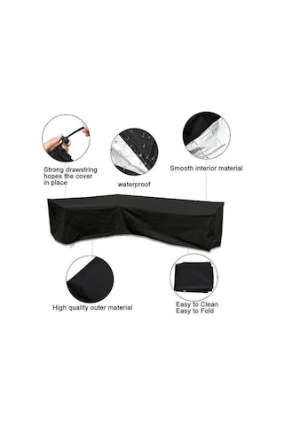 Ağır Hizmet Tipi Açık Kanepe Kapak, 100% Su Geçirmez 600d Teras Kanepe Kapak, Bahçe Veranda Mobilya Kapak L Şekli 200 270 82 Cm Altın