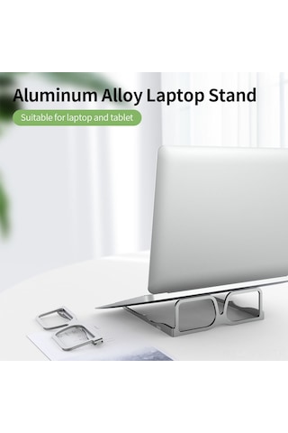 Springsun Alüminyum Gümüş Laptop Stantı, Taşınabilir Katlanabilir Bilgisayar Yükseltici, Tablet Desteği, Soğutma Fonksiyonu, Rose Gold
