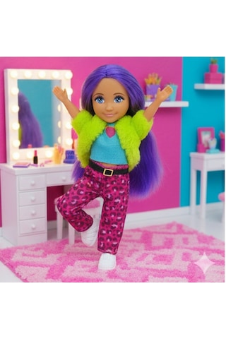 Ankiki Moda İkonu Bebek Figür 13 Cm - Mor Saçlı Hip-hop Rüzgarı