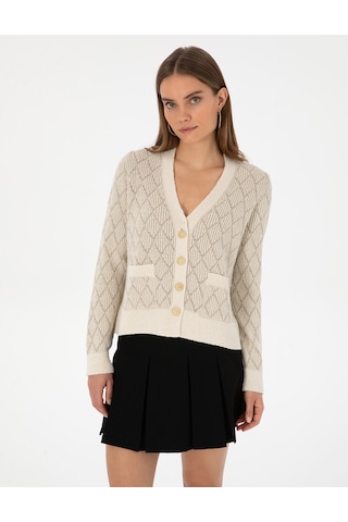 Pierre Cardin Kadın Ekru Hırka Triko 50310988-vr019 Ekru