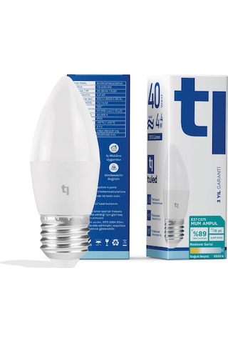 Redeem C37s E27 Mum Ampul, Titreşimsiz, Göz Konforu, 510 Lümen, Soğuk Beyaz, 6500 Kelvin