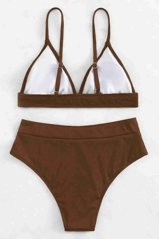 Angelsin Yüksek Bel Tasarım Bikini Altı Kahverengi 001