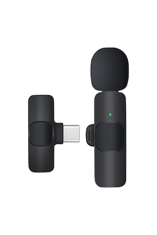 Kosona Siyah K9 Lavalier Kablosuz Mikrofon, Type-c Arayüzlü, Gürültü Azaltma, Canlı Yayın Ve Vlog Kaydı İçin, 20 Saat Çalışma Süresi