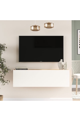 Aven Tv Ünitesi Tv Sehpası Kapaklı 100cm Çam-beyaz Ave12-aw Beyaz