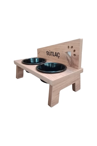 Realwood Özel İsimli Seramik Kaseli Kedi Köpek Mama Su Kabı Standı 800 ML