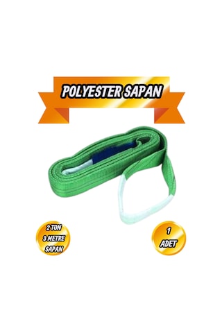 Sapan Polyester Spanzet 2 Ton 3 Metre Yeşil Renk Sağlam Yük Kaldırma İndirme Halat