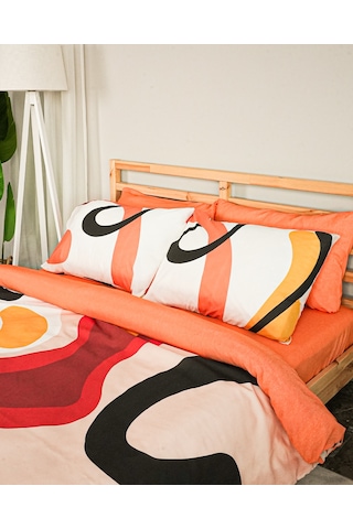 Holiday Pamuklu Çift Kişilik Çiçekli Nevresim Takımı Lastikli Çarşaflı 200x220 Cm Çok Renkli