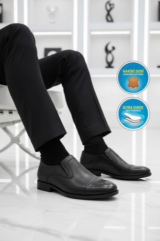 Ayakmod Premium Siyah Hakiki Deri Erkek Klasik Ayakkabı 692 M