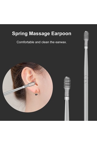 Shineyee 10 Parça Paslanmaz Çelik Kulak Temizleme Aleti Seti - Heliks Yaylı Masajlı Kulak Kürü Çıkarıcılar, Sarı Pvc Çanta İle