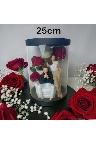 Daima Yanındayım-biblolu Işıklı Kutu Güller 25cm