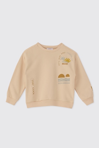 Panço Erkek Çocuk Baskılı Bej Sweatshirt 2611bk08002 Krem
