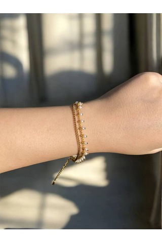 Çift Sıra Boncuklu Zincir Zarif Kadın Bileklik