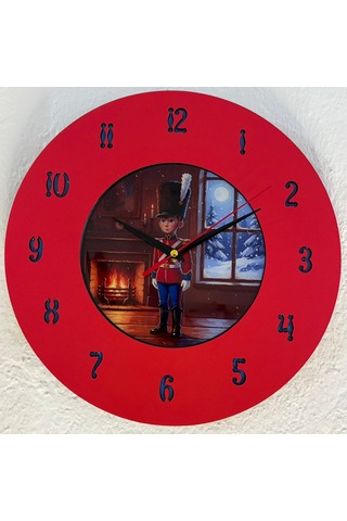 Kişiye Özel İsimli Çocuk Odası Duvar Saati Epoksi Dolgulu 35 Cm Masallar Serisi Kırmızı - Mavi