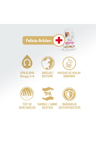 Felicia Kitten Tavuklu ve Hamsili Düşük Tahıllı Yavru Kedi Maması 12 KG