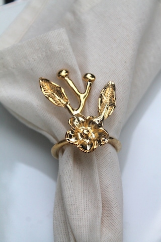 6 Adet Gold Japon Gülü Modern Metal Peçete Halkası