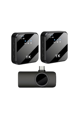 Coverzone Kablosuz Yaka Mikrofonu Çift Mikrofon İphone 15 16 17 İle Uyumlu Type-c Portlu Telefon Pc Sku: Smgstkb7720e426d