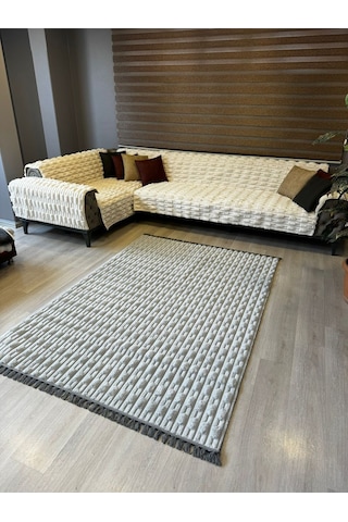 Aries Home Tavşan Tüyü Yumuşak Keçeleşmez Kaymaz Dekoratif Bella İthal Kalite Post Halı Gri
