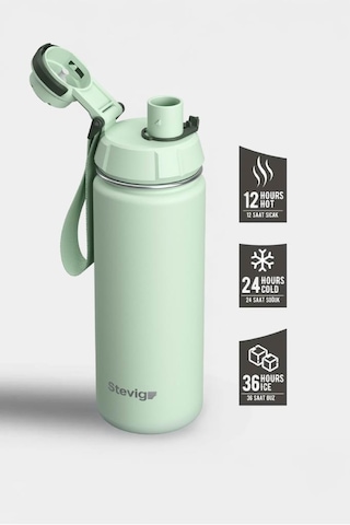 Stevig 1 Hand Leak-proof Sızdırmaz Çelik Termos 500 Ml Smoke Green St-221