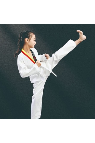Sones Taekwondo Giyim Çocuk Yetişkin Pamuklu Erkek Ve Kadın Taekwondo Eğitim Üniformaları Alfabe Yaka Uzun Kollu Çok Renkli