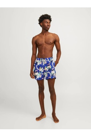Jack & Jones Jpstfıjı Aop Erkek Saks Mavi Deniz Şortu 12253230 Çok Renkli