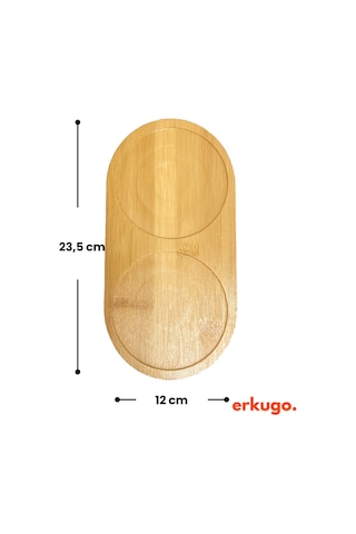 2 Adet Bambu 2 Bölmeli Yağdanlık Altlığı, Yağdanlık Standı, Sosluk Standı Bambu