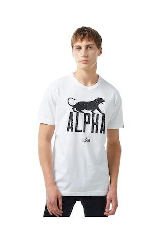 Alpha Industrıes Alpha Industries Alpha Leopard Erkek Beyaz T-shirt