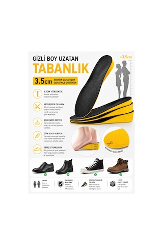 3.5 Cm Gizli Boy Uzatıcı Tamboy Tabanlık - Şok Emici Konforlu Ortopedik Ayakkabı Pedi
