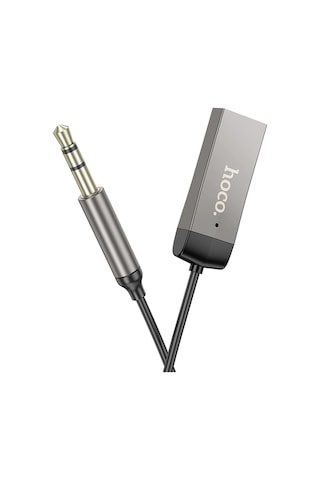 Hoco. E78 Tak Çalıştır Bt Alıcılı 3.5mm Esnek Aux Kablo - Gri