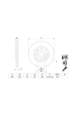 Peugeot 2008 1.2 Puretech 2018-2026 Bosch Ön Disk 283mm Takım Hnk-hns
