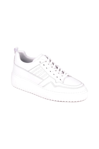 Shoetyle - Beyaz Hakiki Deri Bağcıklı Erkek Sneaker 115-k502-1331 Beyaz