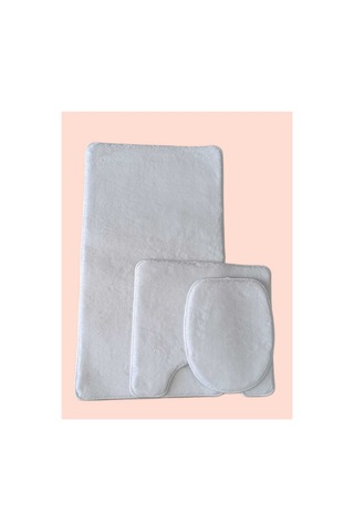 Aurora Brilliant Banyo Paspası 3lü Klozet Takımı Klozet Seti Pufyy Kalın Ürün 60x100 / 50x54 / 34x47 Kaymaz Taban Beyaz