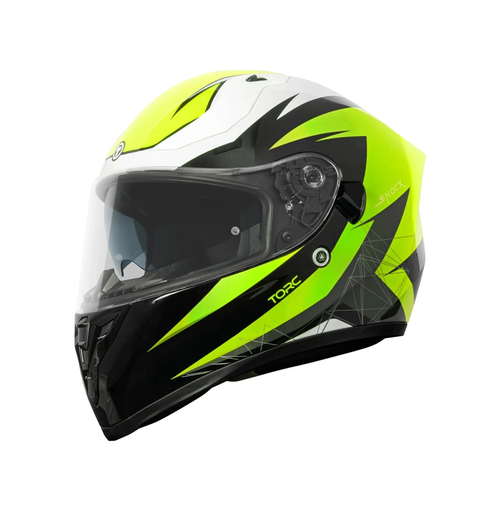 Torc T-15 Shock Kapalı Motosiklet Kaskı Beyaz - Sarı - Siyah