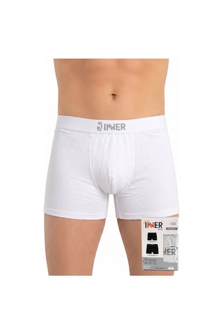 Just Inner Erkek 2 Li Modal Boxer Logo Lastikli Kutulu Günlük Rahat Kesim 135008 Beyaz