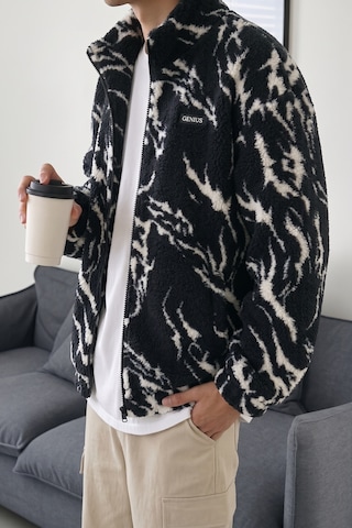 Genius Store Oversize Peluş Tam Fermuarlı Sweatshirt Peluş İçi Polarlı Sherpa Kumaş Sweatshirt Dalmaçyalı