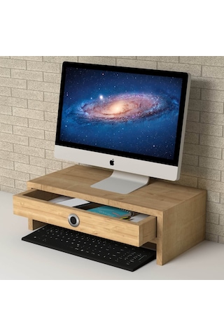 Emkawood Alya Monitör Yükseltici Laptop Sehpası Safir Meşe
