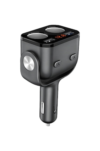 12v Araç Şarj Çakmak Soket Splitter Hızlı Şarj Çift Usb Gerilim Göstergesi Evrensel Araç Adaptörü-siyah