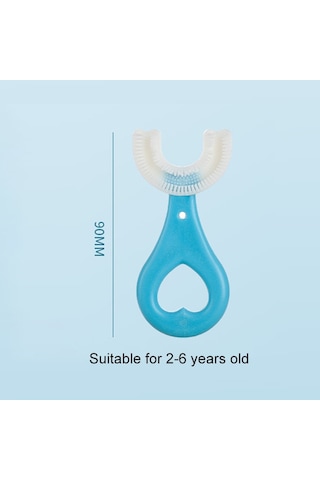Sones U Şeklinde Çocuk Bebek Elde Tutulan Yumuşak Diş Fırçası Fırçalama Eseri 2-6 Yaş Arası, Stil: Kalp Şekli Pembe