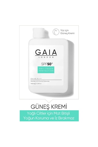Gaia London SPF 50+ Yağlı Ciltler İçin Mat Bitişli Güneş Kremi 100 ML