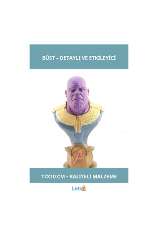 Marvel Thanos Büst 17x10 Cm Detaylı Ve Dayanıklı Figür 1 Adet