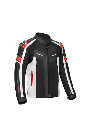 Motoanl Motosiklet Montu Full Korumalı 4 Mevsim Pu Kaplamalı Deri Ve Maxdura Kumaş Motor Mont Red