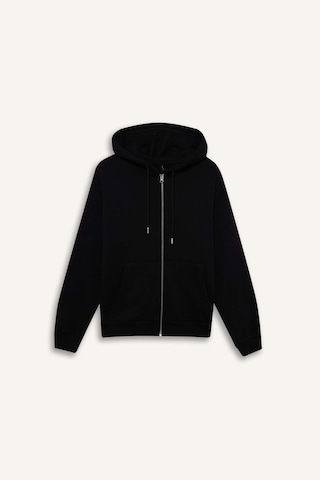 Defacto Relax Fit Kapüşonlu Basic Düz Kalın Fermuarlı Sweatshirt C1809ax25aubk81 Siyah