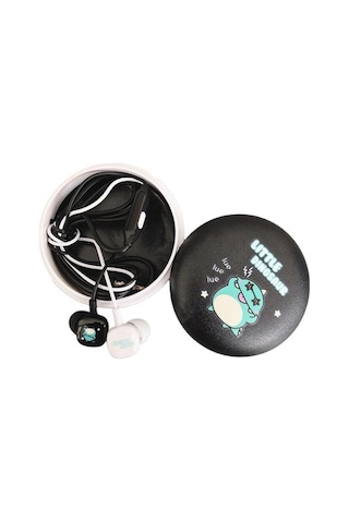 Evrensel Sevimli Karikatür Kulakiçi Bas Saklama Kutusu İle Kulak İçi Kablolu Mikrofon Kulaklık